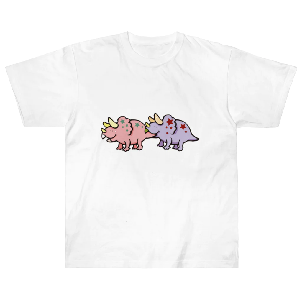 カタオカナオのカムカム恐竜（トリケラトプス） ヘビーウェイトTシャツ