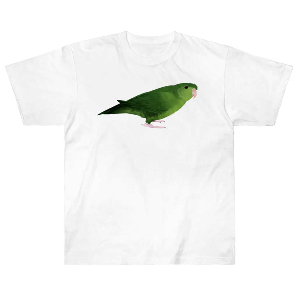 まめるりはことりのサザナミインコ　グリーン【まめるりはことり】 ヘビーウェイトTシャツ