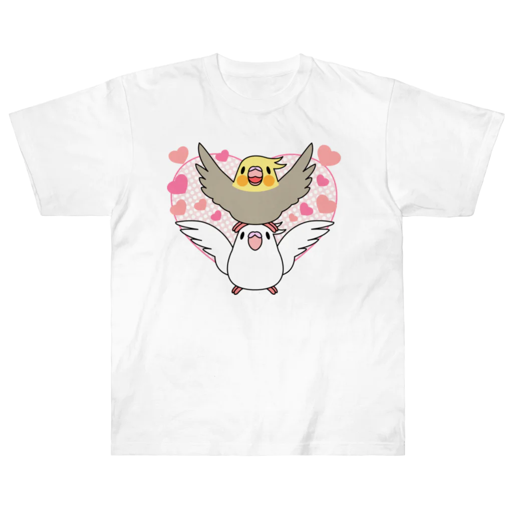 まめるりはことりのラブリーオカメインコ【まめるりはことり】 ヘビーウェイトTシャツ