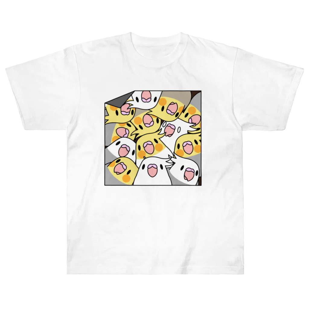 まめるりはことりの三密です！むちむちオカメインコさん【まめるりはことり】 ヘビーウェイトTシャツ