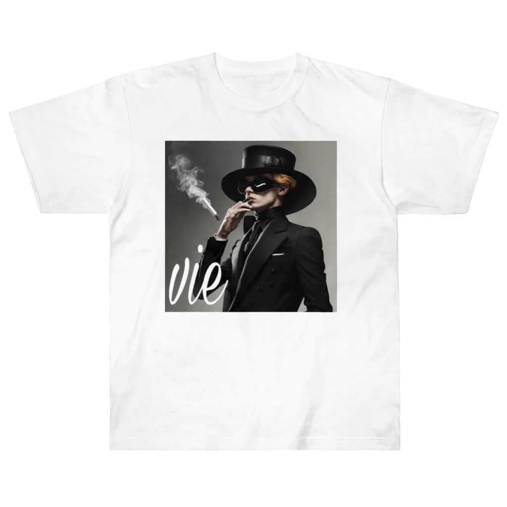 vieのvie BLACK_smoke Heavyweight T-Shirt