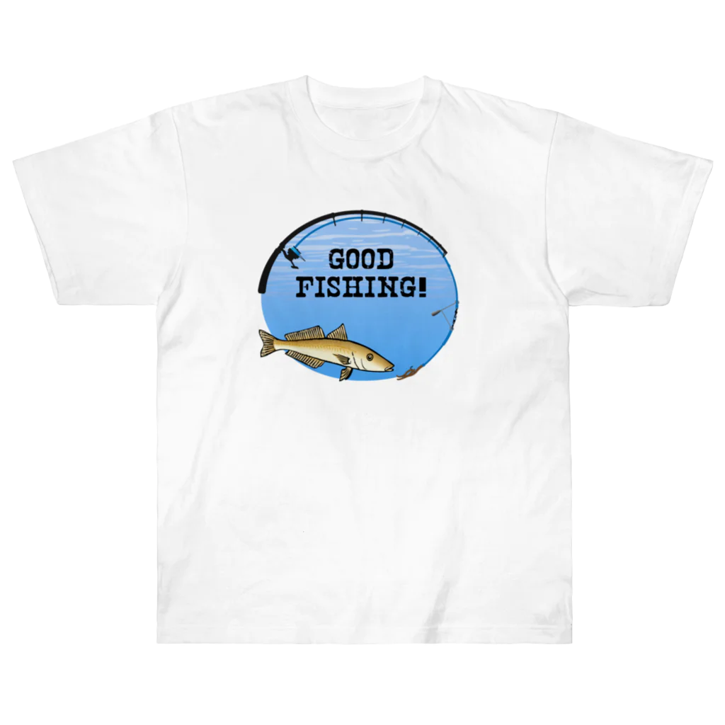猫と釣り人のシロギス_1_C ヘビーウェイトTシャツ