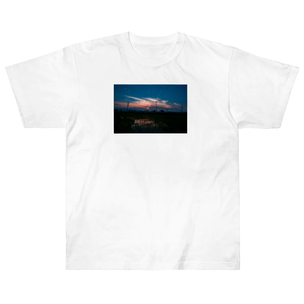 otakeの写真店の夕焼けの田んぼ Heavyweight T-Shirt