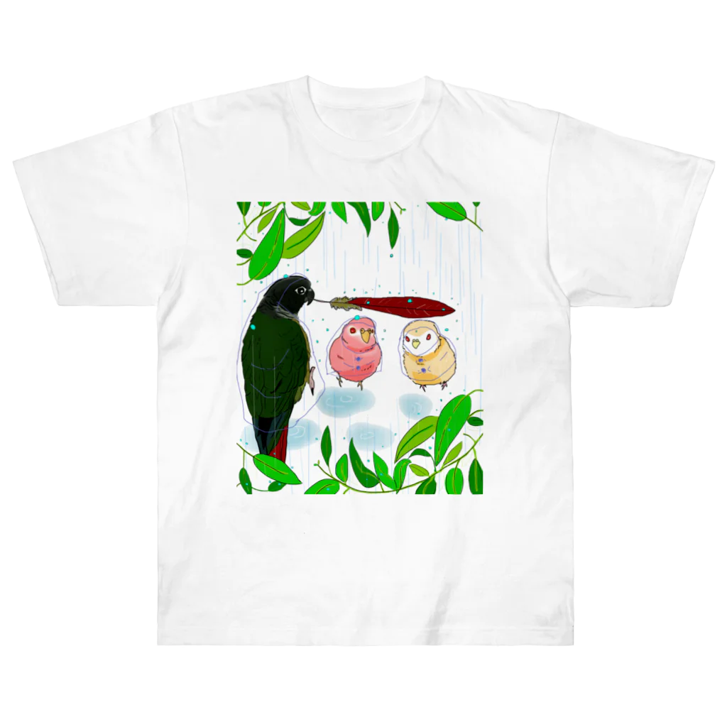 アキクサインコとウロコインコのれいんこーと[白背景] Heavyweight T-Shirt