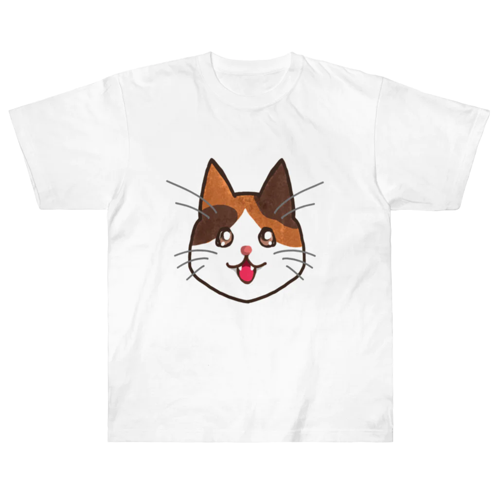 コナカマ通販SUZURI支店の三毛猫ちゃん ヘビーウェイトTシャツ