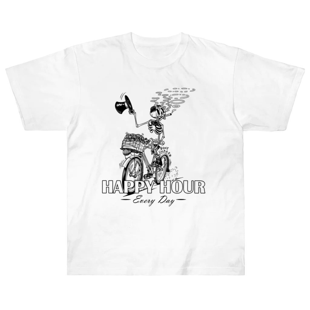 nidan-illustrationの"HAPPY HOUR"(B&W) #1 ヘビーウェイトTシャツ