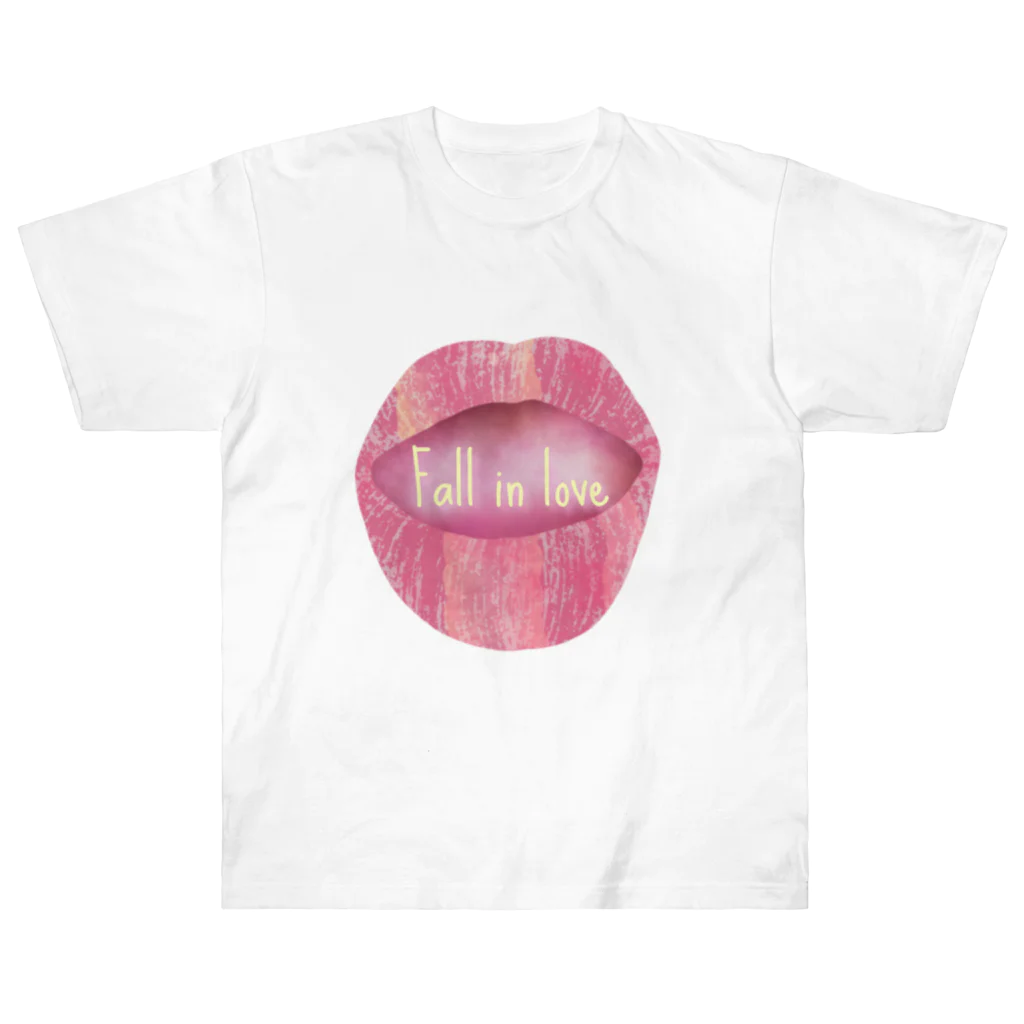 ぽんぽこあんぽんたんのLips💋 foll in love ヘビーウェイトTシャツ