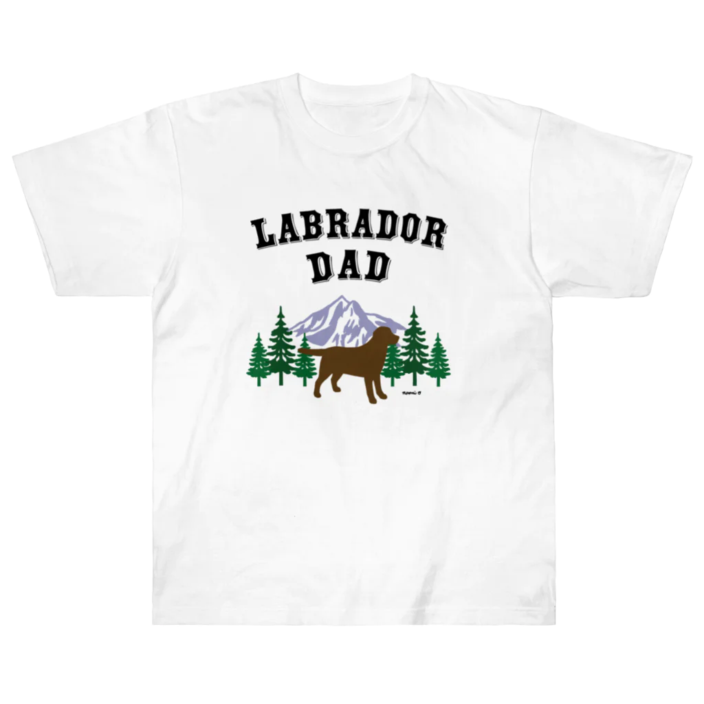 ハッピー・ラブラドールズの　Labrador Dad チョコレートラブラドール ヘビーウェイトTシャツ