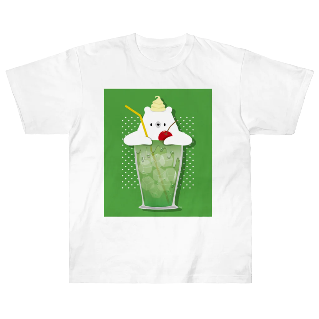 しろくま&ペンギン通信のしろくまクリームソーダ ヘビーウェイトTシャツ