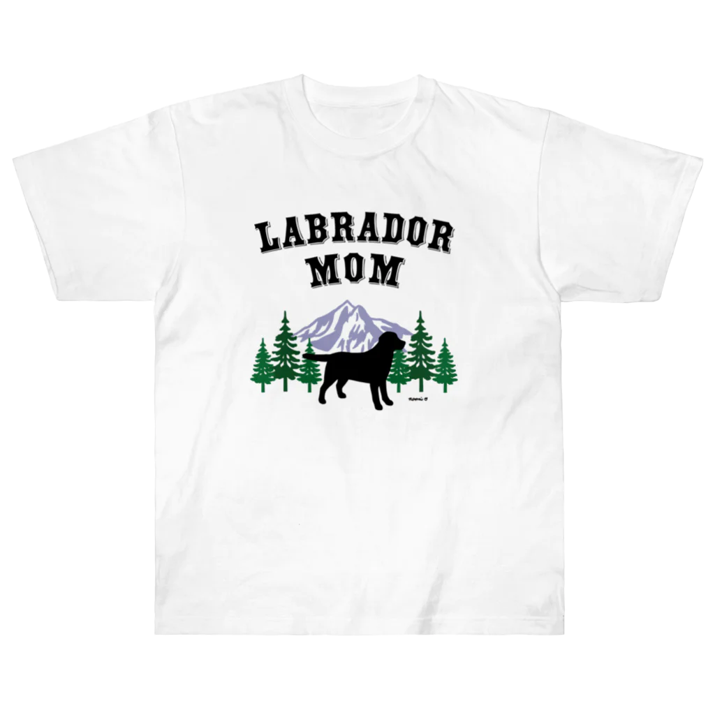 ハッピー・ラブラドールズのLabrador Mom ブラックラブラドール ヘビーウェイトTシャツ