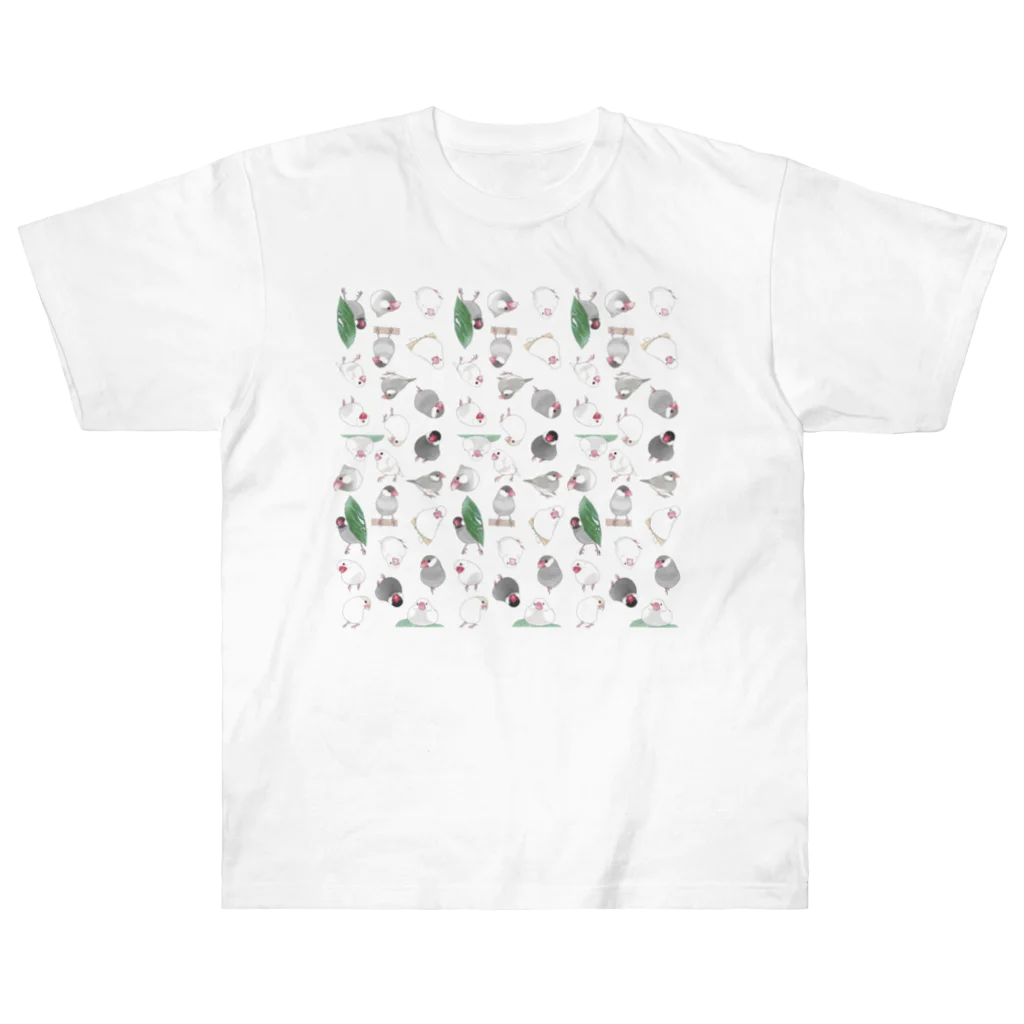 まめるりはことりのたっぷり文鳥ちゃん【まめるりはことり】 Heavyweight T-Shirt