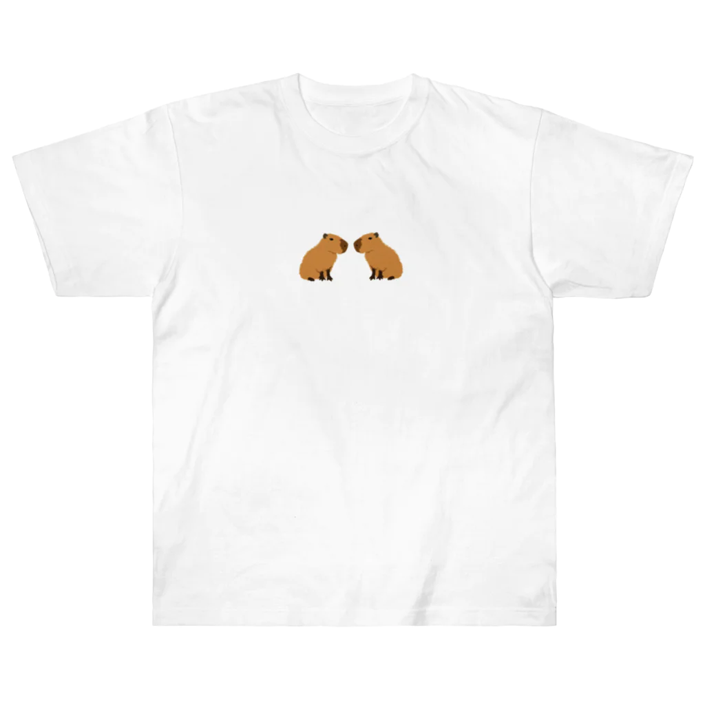 カピバラウンジの物販の向き合うカピバラ Heavyweight T-Shirt