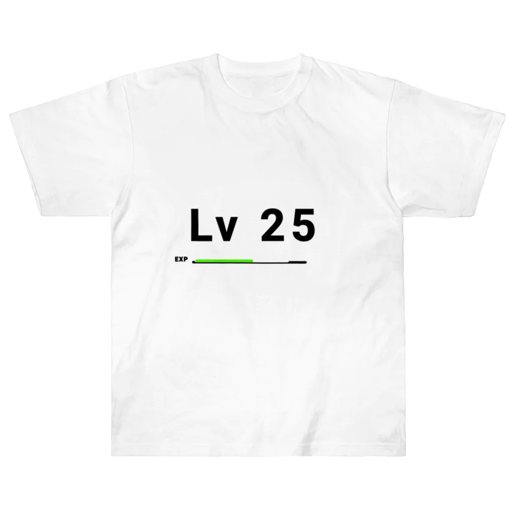 歯車デザインのレベル25 ヘビーウェイトTシャツ