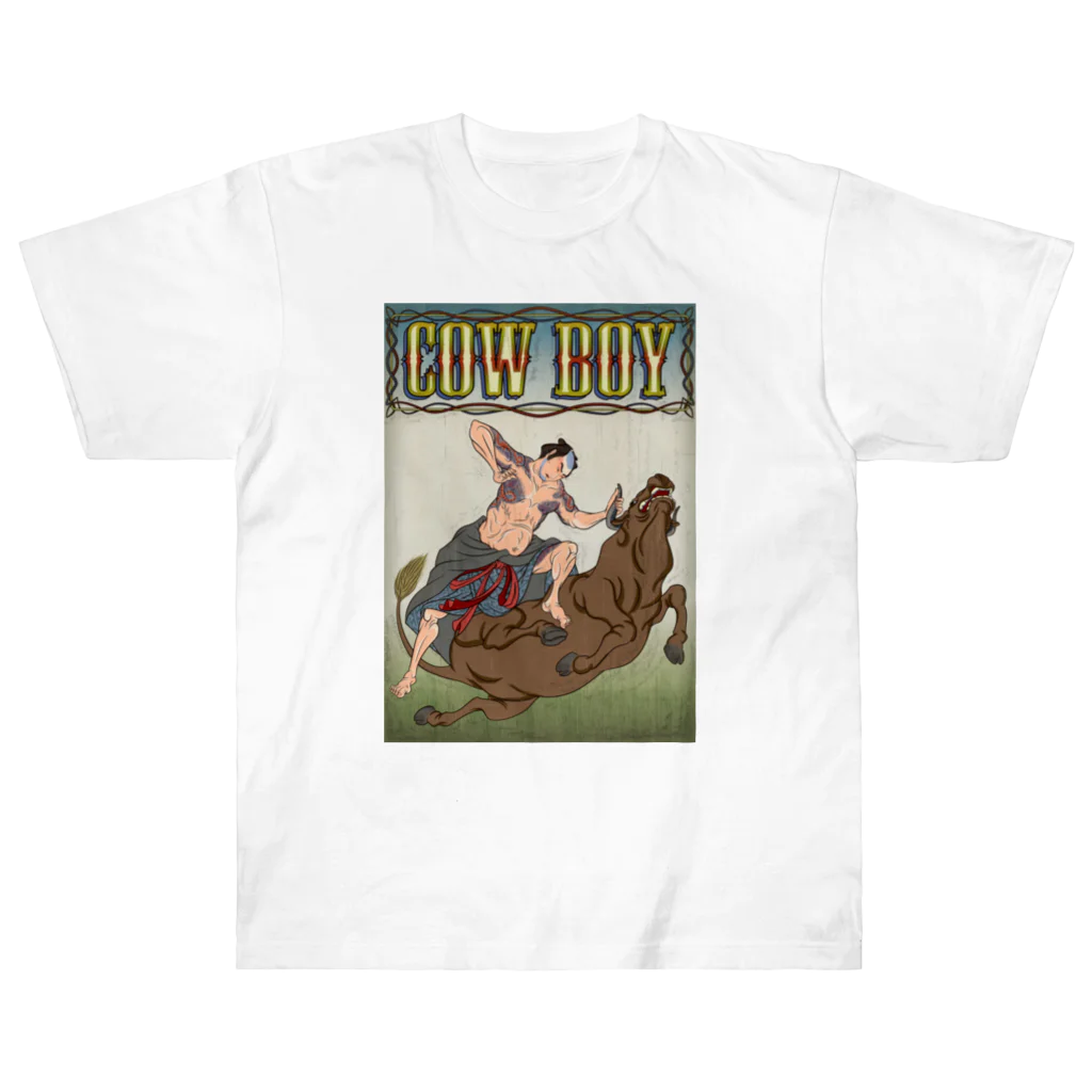 nidan-illustrationの"cow boy"(武者絵) #1 ヘビーウェイトTシャツ