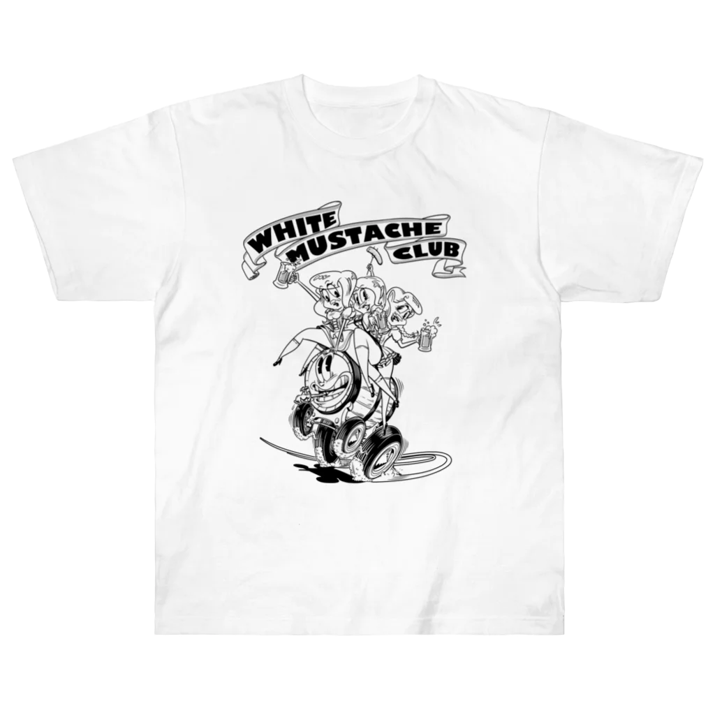 nidan-illustrationの"WHITE MUSTACHE CLUB"(タイトルなし)) ヘビーウェイトTシャツ