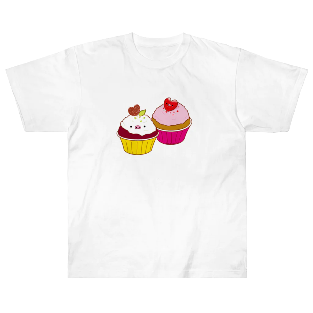 Draw freelyのカップケーキ ヘビーウェイトTシャツ