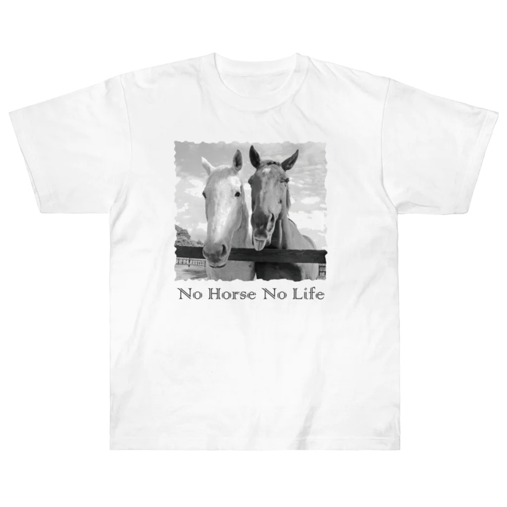 SHOP HAPPY HORSES（馬グッズ）のスピプー（モノクロ） Heavyweight T-Shirt
