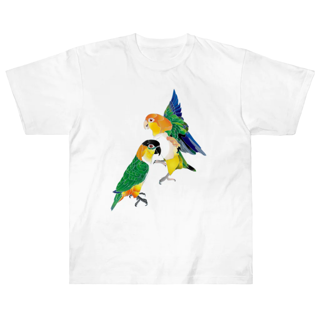 piyopiyobrandのシロハラインコたち ヘビーウェイトTシャツ