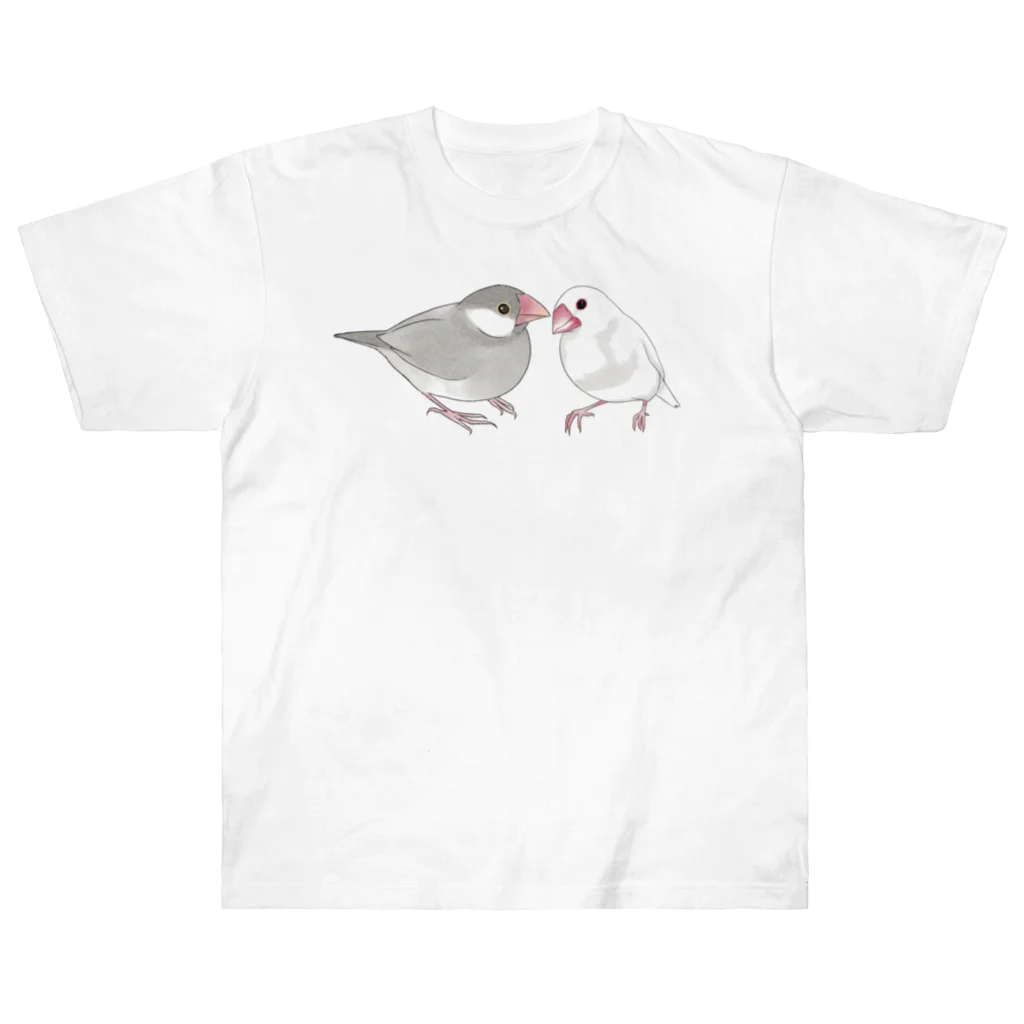 まめるりはことりの幸せ文鳥ちゃん【まめるりはことり】 Heavyweight T-Shirt