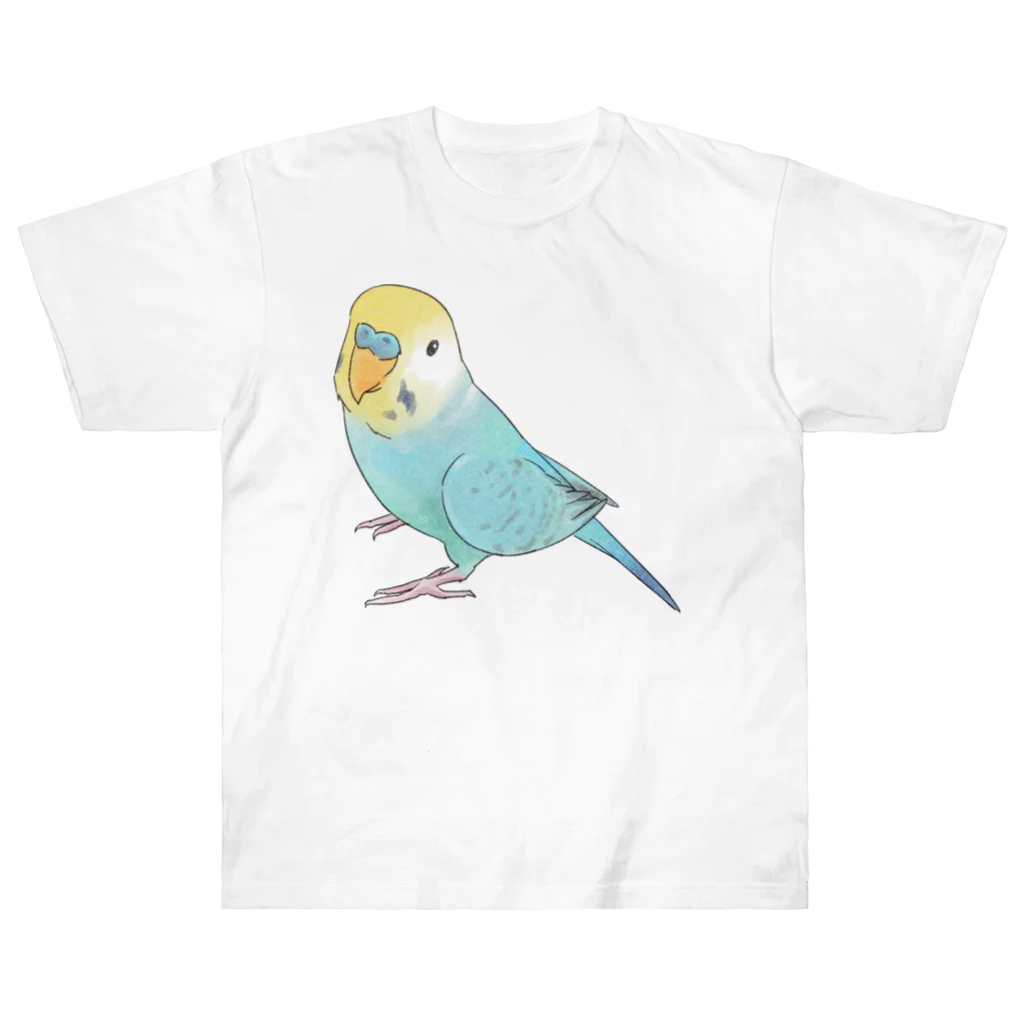 まめるりはことりの見上げるセキセイインコちゃん【まめるりはことり】 Heavyweight T-Shirt