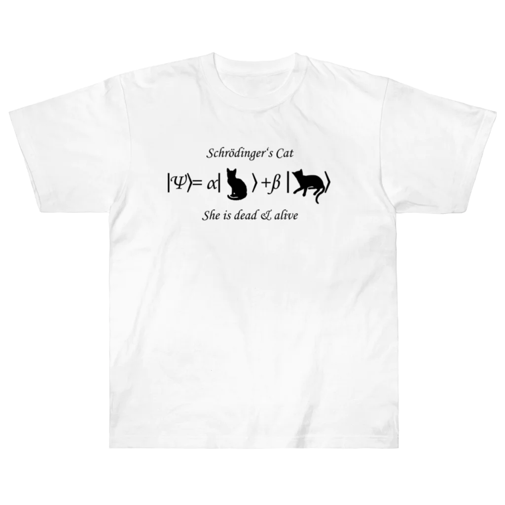 Silvervine Psychedeliqueのシュレーディンガーの猫（黒字） Heavyweight T-Shirt