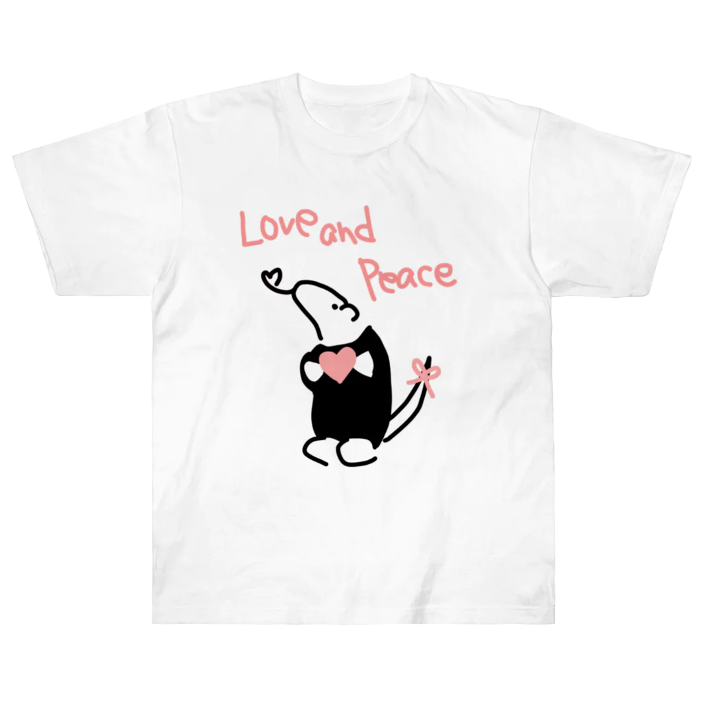 ミナミコアリクイ【のの】のLove and Peace ヘビーウェイトTシャツ
