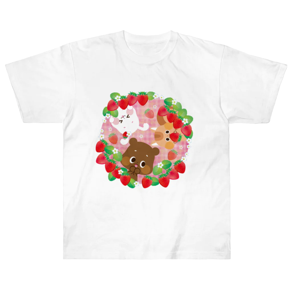 ゆるかわグラデーション＠NonnoDesignLaboのイチゴがいっぱい ヘビーウェイトTシャツ