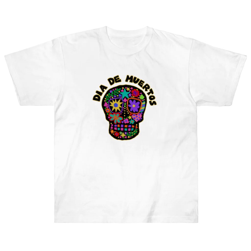 sandy-mのメキシコ風ドクロ Dia de muertos ヘビーウェイトTシャツ