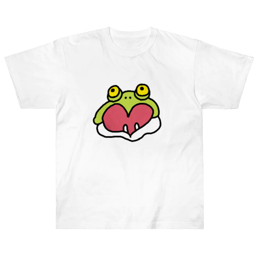 ぴょろりんちょ🐤のバジェットかえるハートTシャツ ヘビーウェイトTシャツ