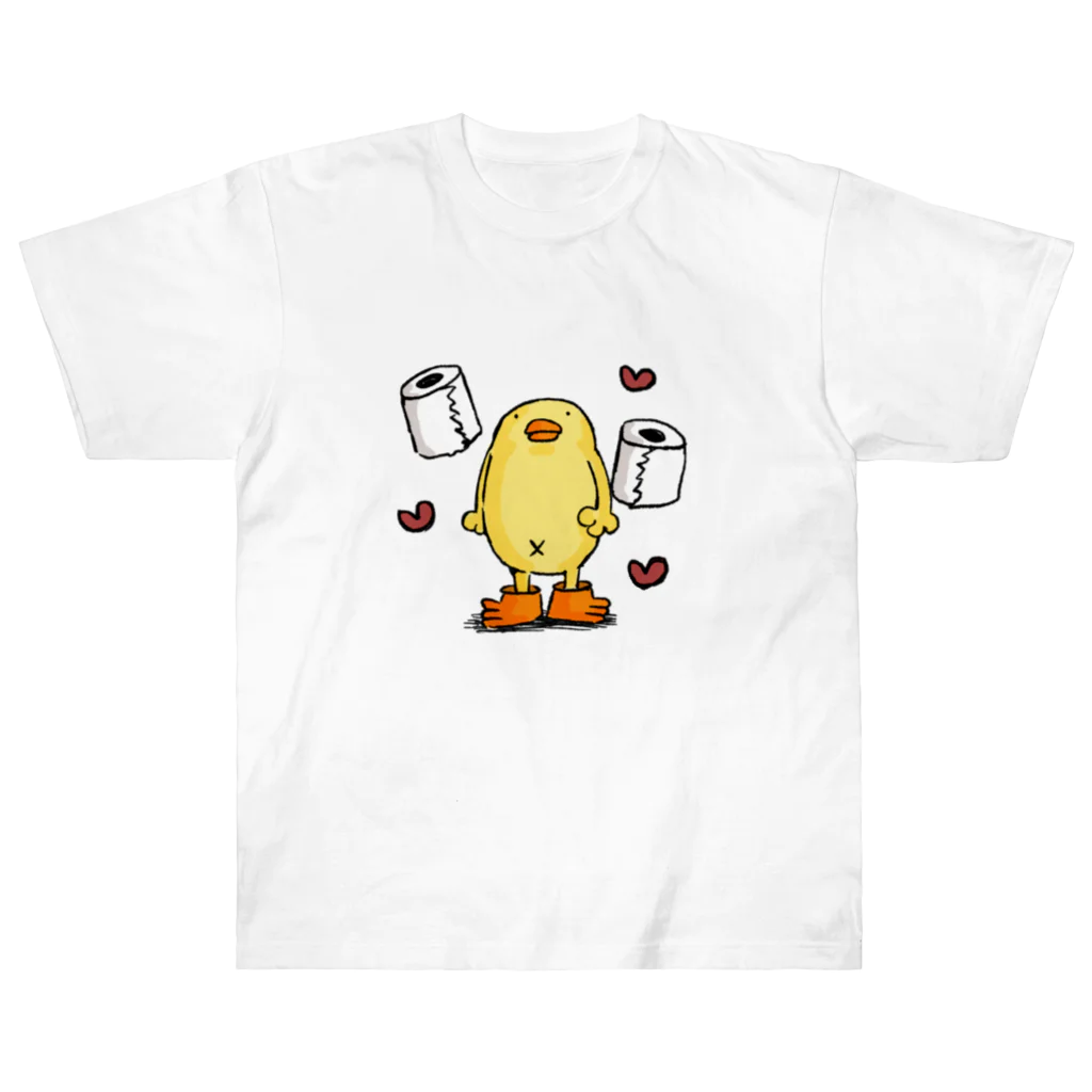 ぴょろりんちょ🐤のトイレットペーパー大好きぴよのTシャツ ヘビーウェイトTシャツ