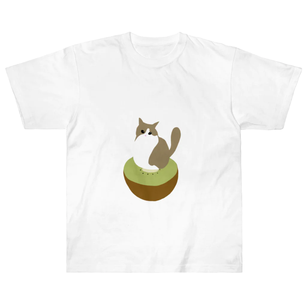 キウイ猫のキウイ猫 ヘビーウェイトTシャツ