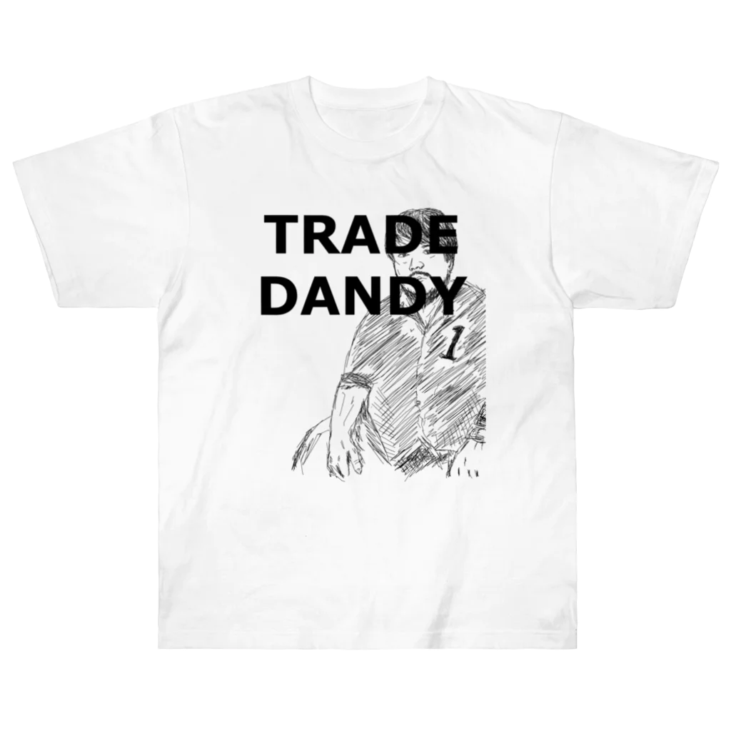 ニポトレ本舗☆投資家とトレーダーに捧ぐのTRADE DANDY 001 ストリートトレードダンディおじさん001 Heavyweight T-Shirt