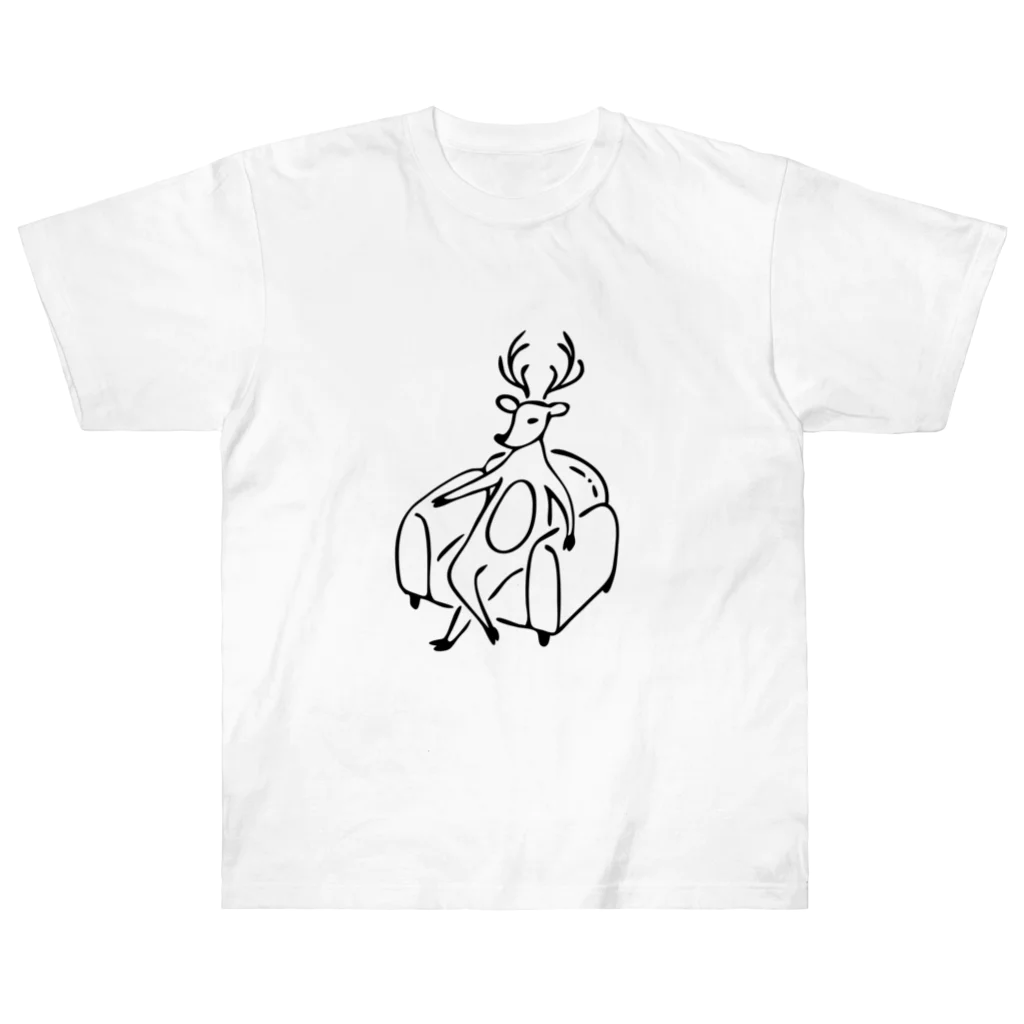 toss_toの鹿がソファに座る（線タイプ） Heavyweight T-Shirt