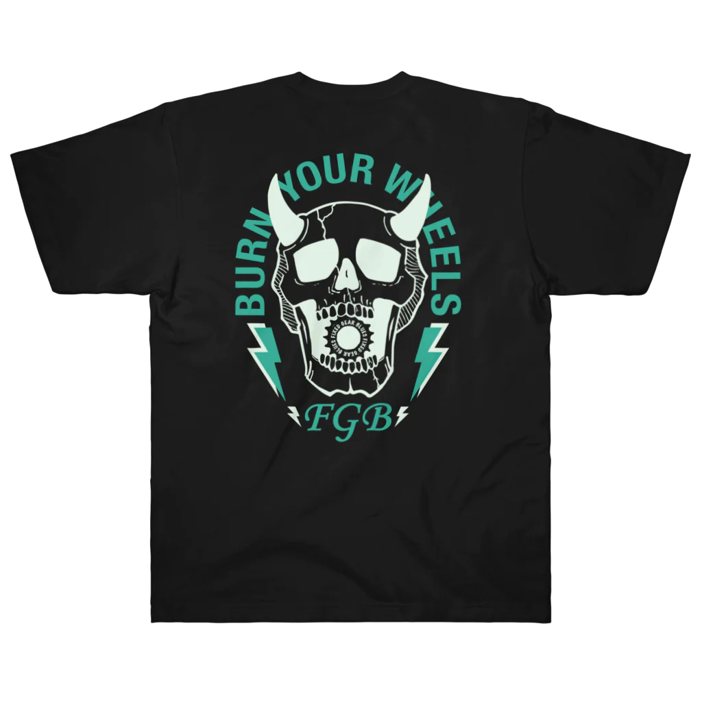 ラッキークライミングマンの FIXED GEAR BLUES / BURN YOUR WHEELS ヘビーウェイトTシャツ