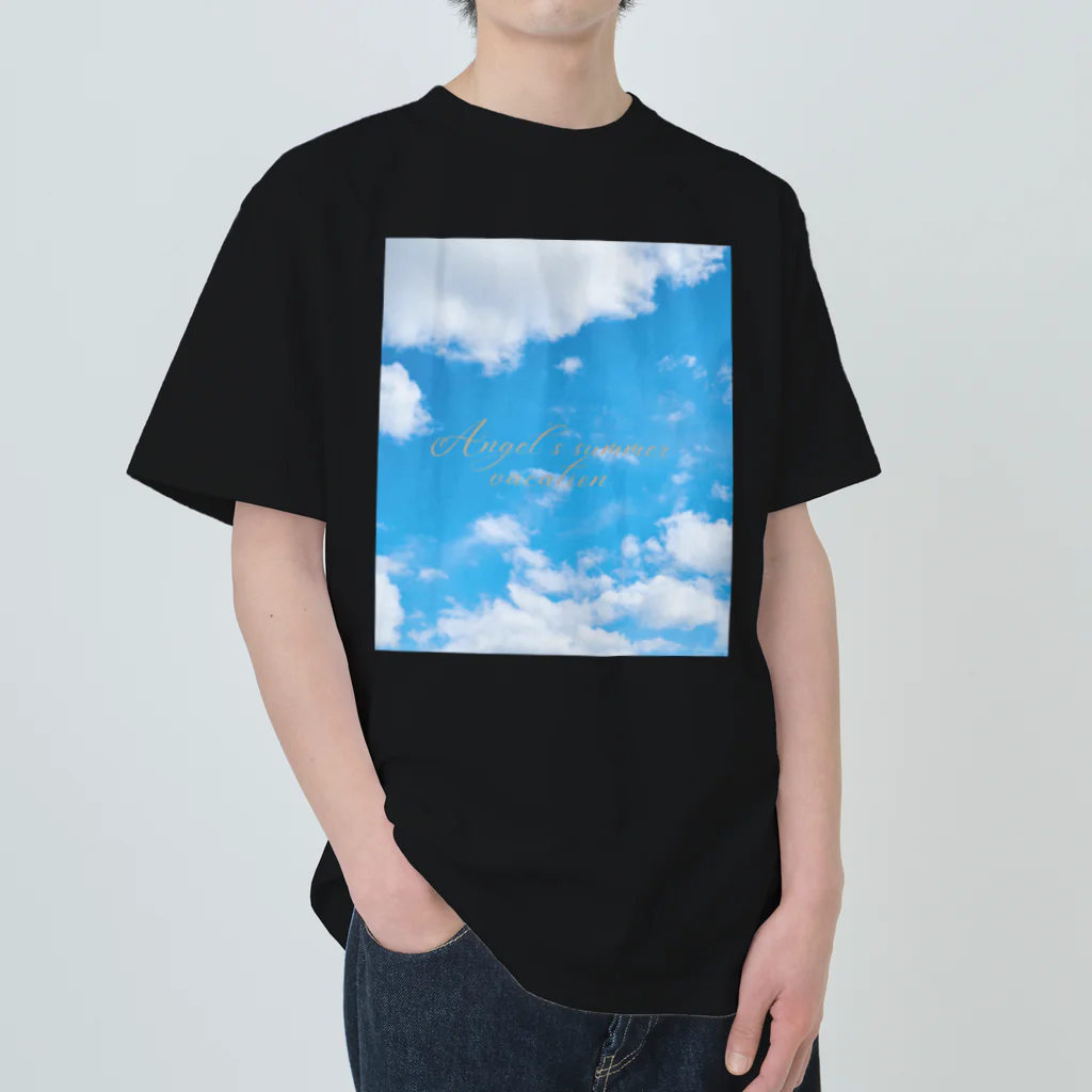 ゆにねこ惑星のପ天使の夏休みଓ青空旅行(枠なし) Heavyweight T-Shirt