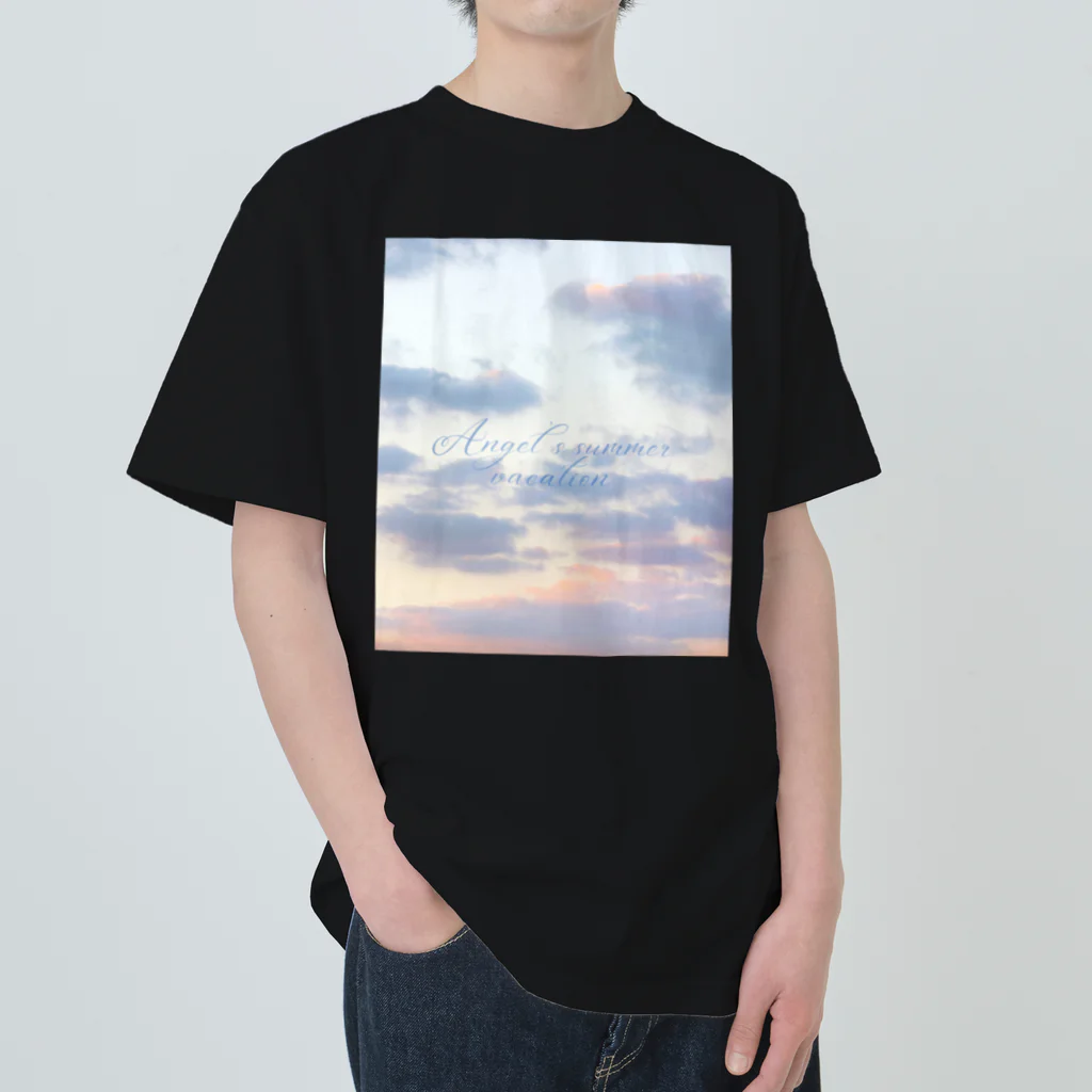 ゆにねこ惑星のପ天使の夏休みଓ夕暮れ旅行(枠なし) Heavyweight T-Shirt