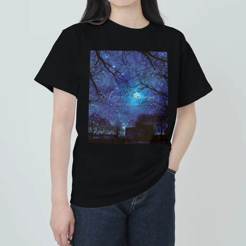 ゆにねこ惑星のପ天使の夏休みଓ夜空旅行(枠なし) Heavyweight T-Shirt