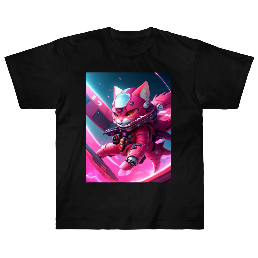 brand-new-cat-worldの宇宙用高機動猫！ ヘビーウェイトTシャツ