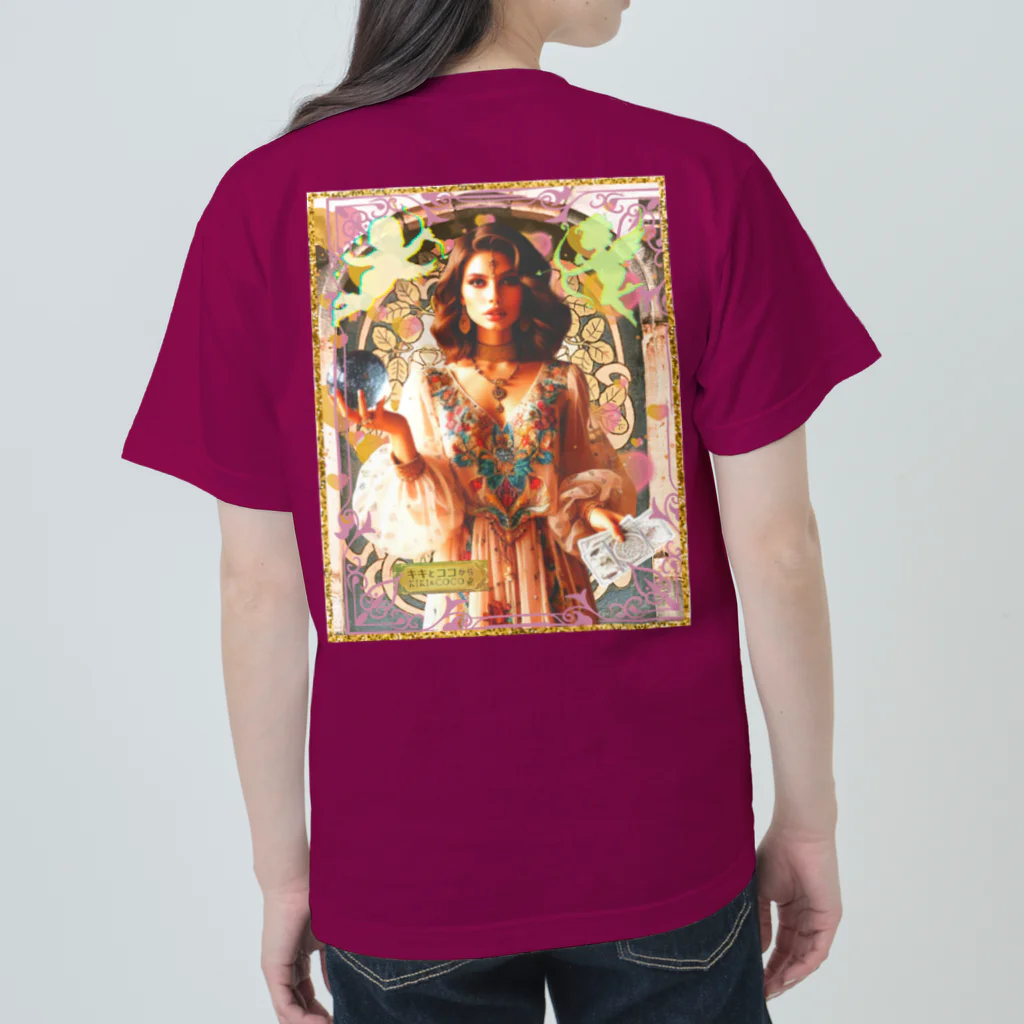 キキとココからのアールヌーボーの女神と戯れる天使たち ヘビーウェイトTシャツ