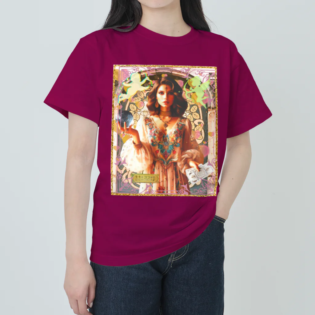 キキとココからのアールヌーボーの女神と戯れる天使たち ヘビーウェイトTシャツ