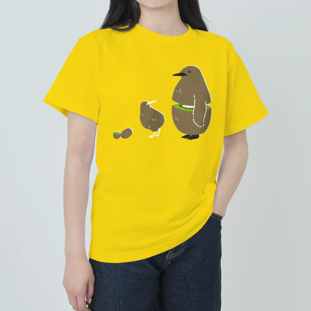 123izmのキウイなキングペンギン雛（グリーン） ヘビーウェイトTシャツ