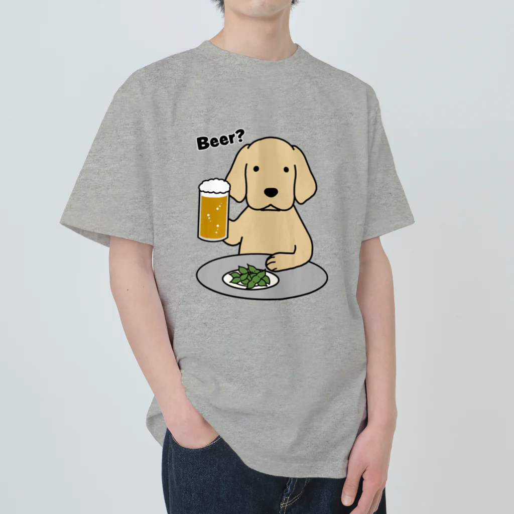 efrinmanのビールと枝豆 ヘビーウェイトTシャツ