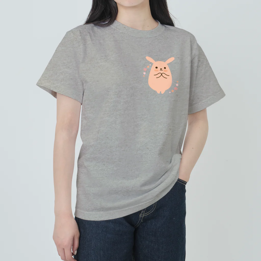 AtelierPlayroomのお祈りうさぎ（デザイン小さめ） Heavyweight T-Shirt