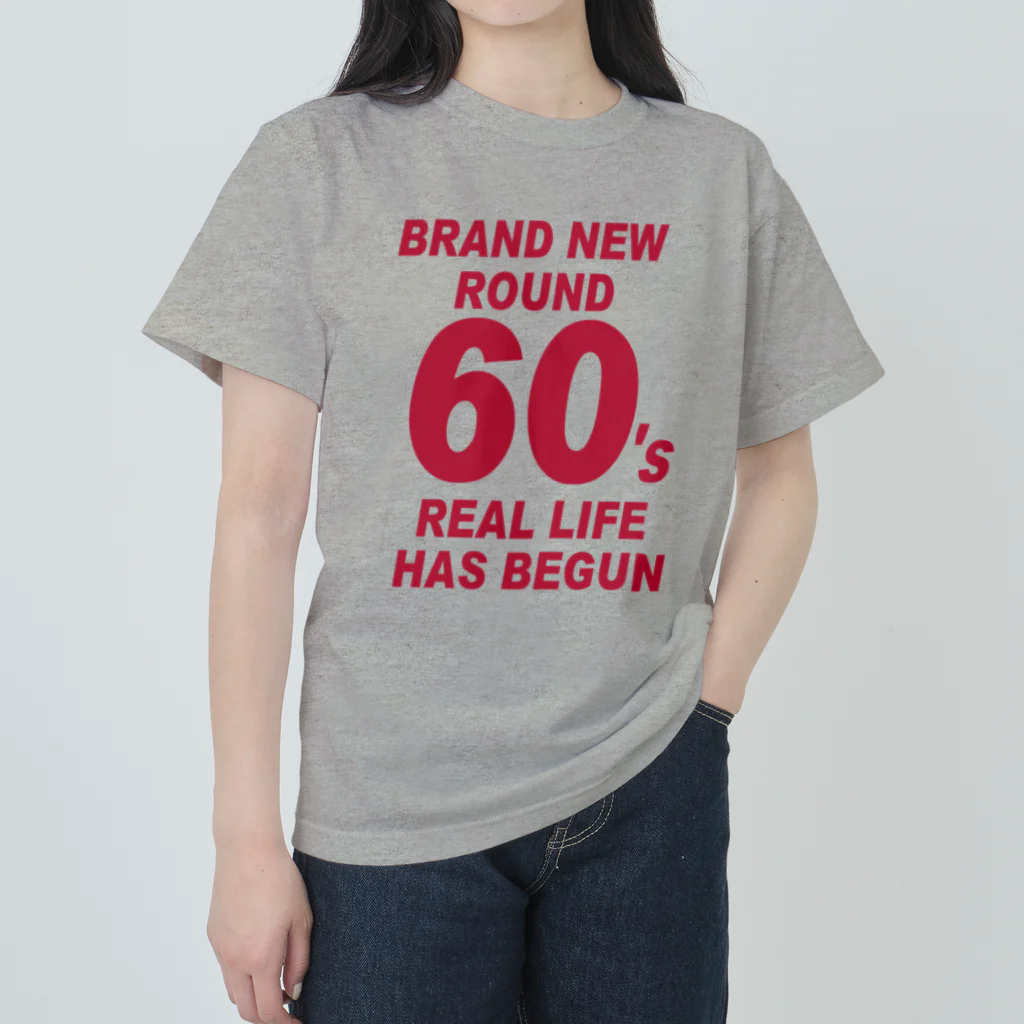 キッズモード某のROUND60 / 還暦＆アラ還を軽やかにすごすロゴ Heavyweight T-Shirt