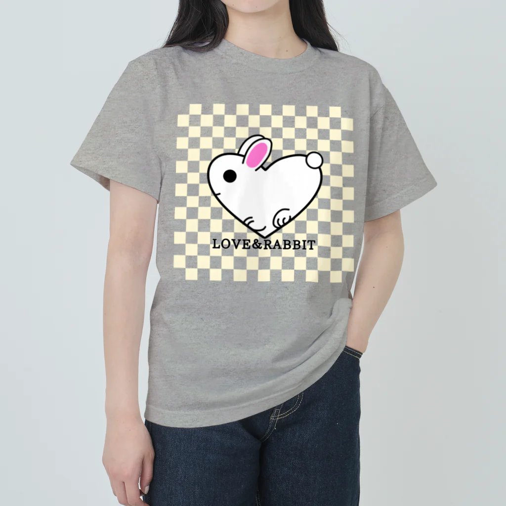 kazeou（風王）のLOVE＆RABBIT(市松)Y ヘビーウェイトTシャツ