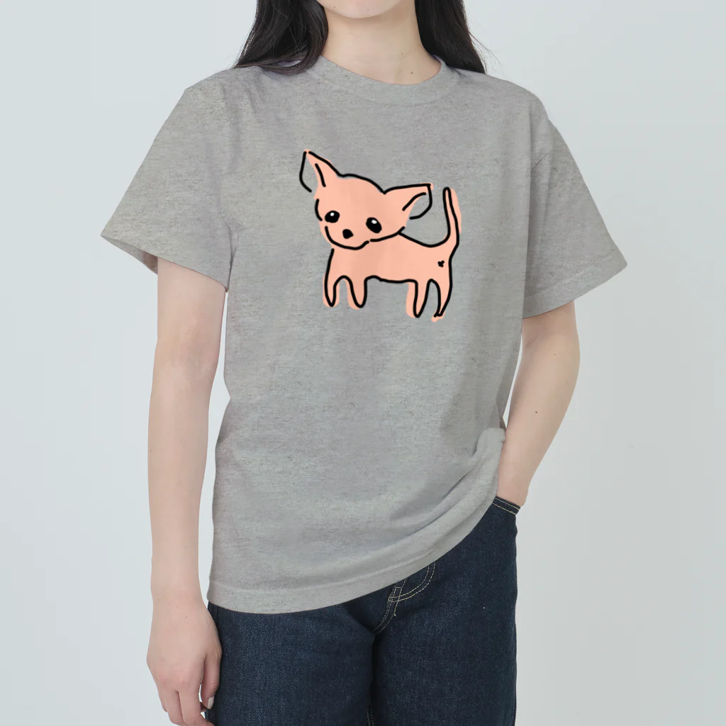 akane_art（茜音工房）のゆるチワワ（オレンジ） ヘビーウェイトTシャツ