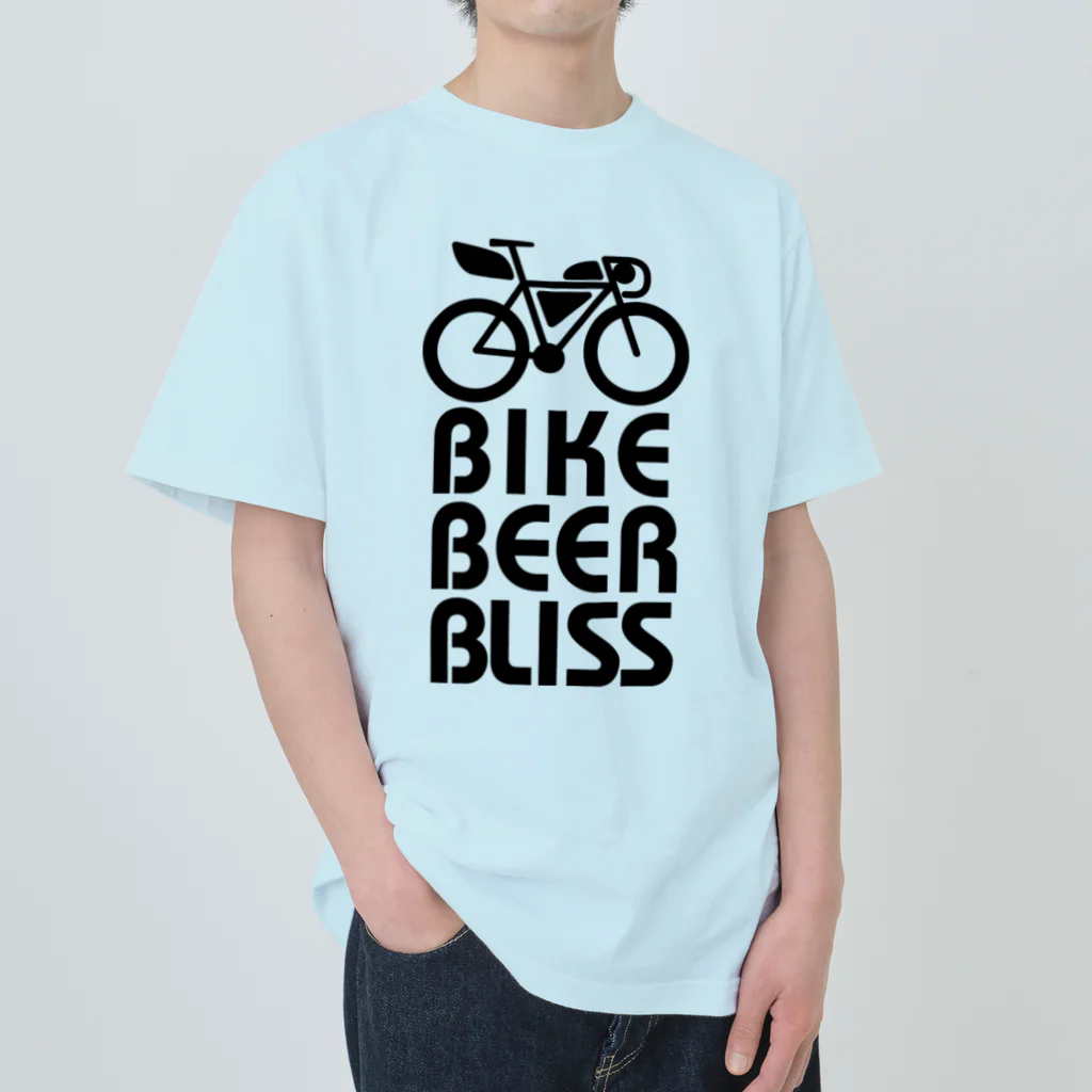 茶玄豆麦商店 with Bongole cycling TeamのBIKE BEER BLISS  ヘビーウェイトTシャツ