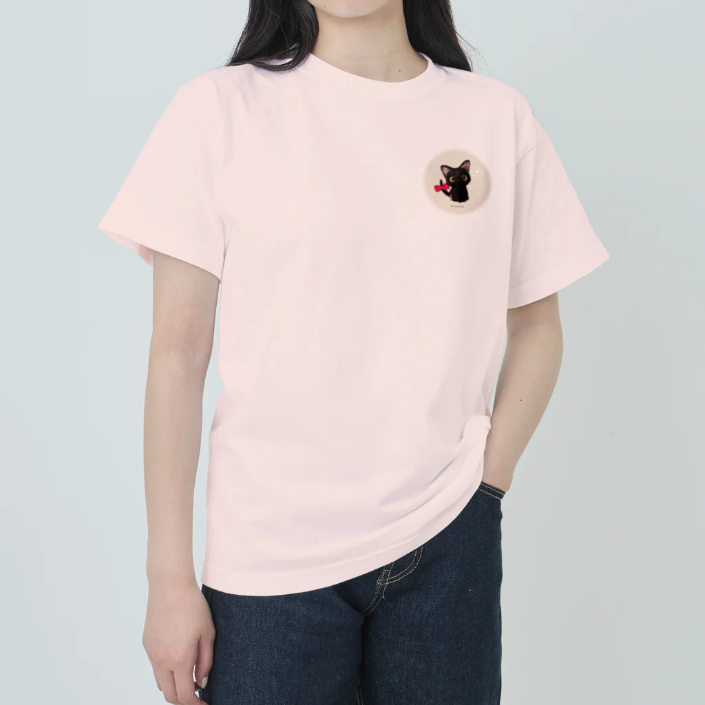 ʚ fuwari ɞの黒猫しっぽリボン ヘビーウェイトTシャツ