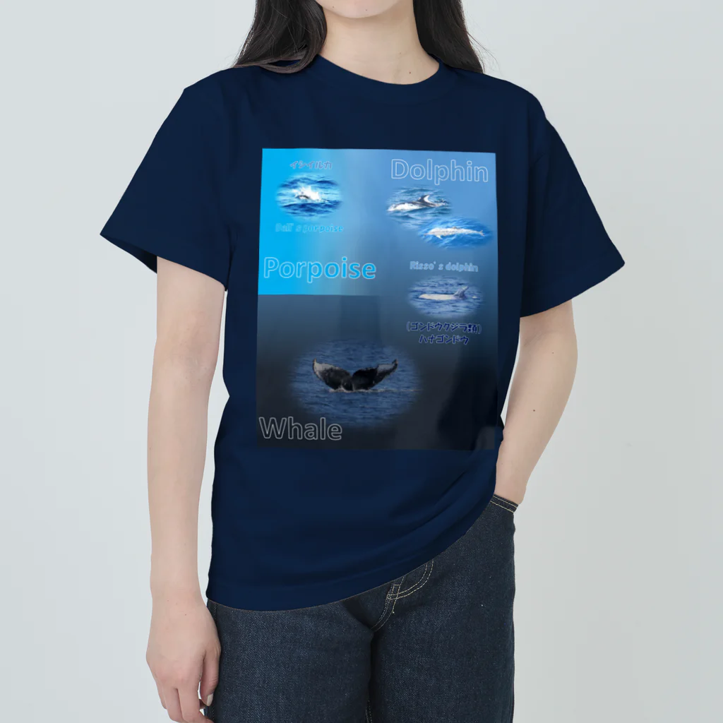 L_arctoaのイルカとクジラの違い ヘビーウェイトTシャツ