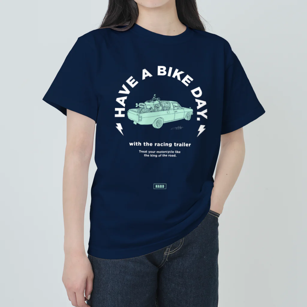 HAVE A BIKE DAY. ＠ SUZURIのHABD Racing trailer #3 White ヘビーウェイトTシャツ